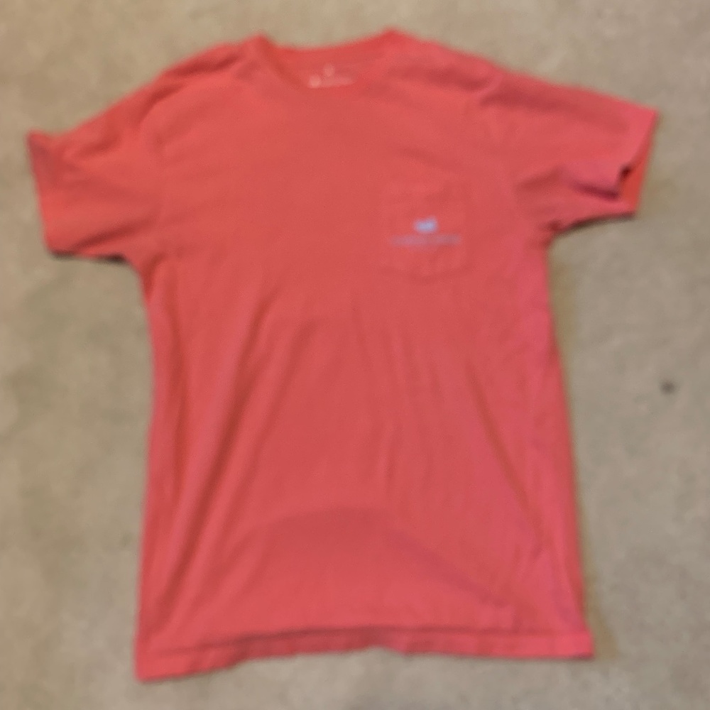 Southern Marsh tee short sleeve cotton tshirt, coral & blue colors sz medium